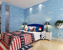 Wallpaper for boy's bedroom design photo