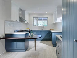 Color combination of blue and white in the kitchen interior