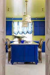 Color Combination Of Blue And White In The Kitchen Interior