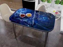 Kitchen table with a pattern photo