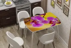 Kitchen table with a pattern photo