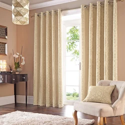 Beige wall curtains for living room photo