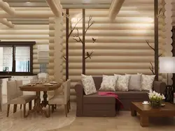 Interior Of A Wooden House Kitchen Living Room