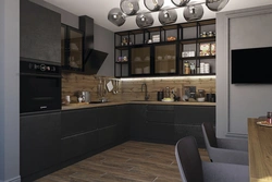 Graphite kitchen in the interior photo