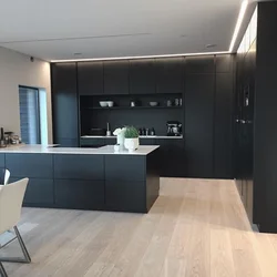 Graphite kitchen in the interior photo