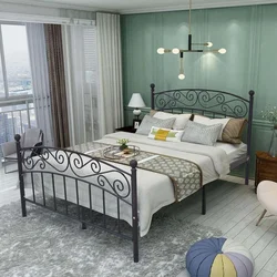 Спальни с металлической кроватью дизайн
