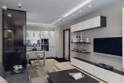 Rectangular Kitchen Living Room Design Interior Photo