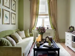 Оливковые шторы в гостиной фото