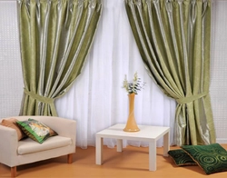 Olive curtains in the living room photo