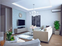 Blue Walls In The Living Room Interior Photo