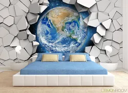 Wallpaper for the bedroom 3d on the wall photo