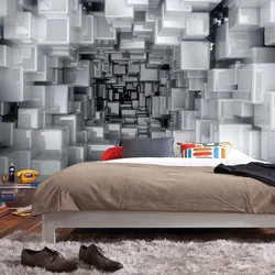 Wallpaper for the bedroom 3d on the wall photo