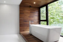 White and wood in the bathroom interior photo