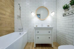 White And Wood In The Bathroom Interior Photo
