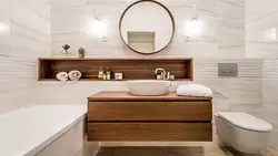 White and wood in the bathroom interior photo