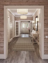 Hallway design for a wooden house photo