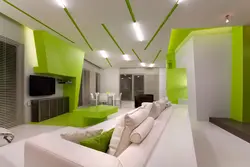 Living room interior if the ceiling is green