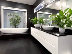 Artificial flowers in the bathroom interior