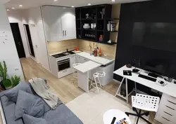 Photo of a kitchen in a studio 24 sq.m.