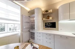 Corner kitchen with TV photo in modern style