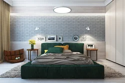 Зеленая кровать в интерьере спальни фото дизайн