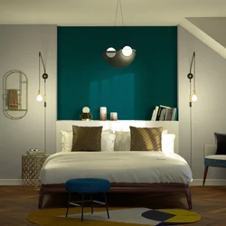 Green Bed In Bedroom Interior Photo Design