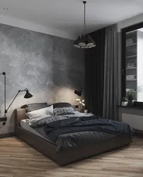 Dark Gray Walls In The Bedroom Interior