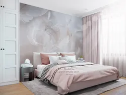 Gray Photo Wallpaper In The Bedroom Interior