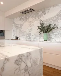 Marble on the wall in the kitchen interior photo