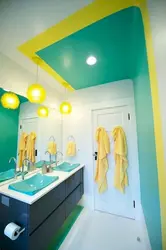 Yellow and white bathroom design