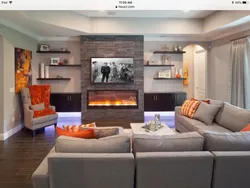 Living Room Design With One Sofa And Fireplace