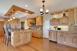 Light Wooden Kitchen In The Interior Photo