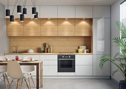 Photo of a wooden kitchen in light colors