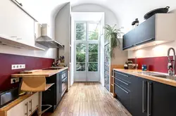Kitchen on two different walls photo
