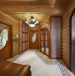 Interior of the hallway of a wooden house