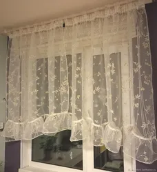 Kitchen curtain made from leftover tulle photo