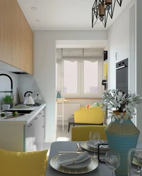 Kitchen 12 meters design with sofa and balcony