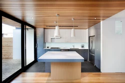 Laminate on the kitchen ceiling photo of interiors