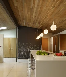 Laminate on the kitchen ceiling photo of interiors