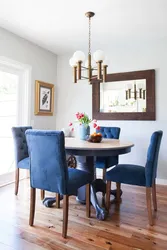 Kitchen design with blue chairs