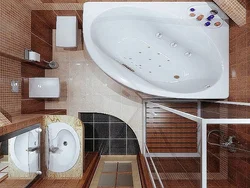 Бұрыштық ваннасы бар 3-3 ванна бөлмесінің дизайны