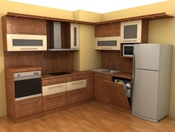 Кухня угловая дизайн с холодильником бытовая техника