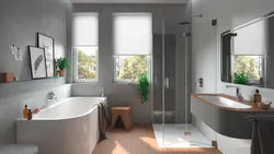 Угловая ванна с окном дизайн