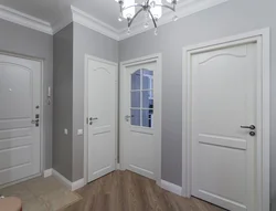 Photo of gray doors in the apartment interior real interior