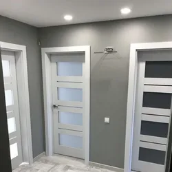 Photo of gray doors in the apartment interior real interior