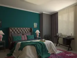 Combination Of Gray And Green In The Bedroom Interior