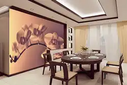 3D wallpaper in the kitchen interior