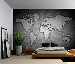 Mətbəx interyerində gips dünya xəritəsi