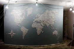 Plaster World Map In The Kitchen Interior