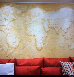 Plaster World Map In The Kitchen Interior